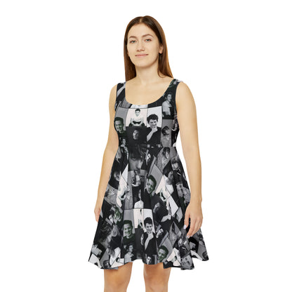 Charlie Puth Black And White Portraits Collage Women's Skater Dress