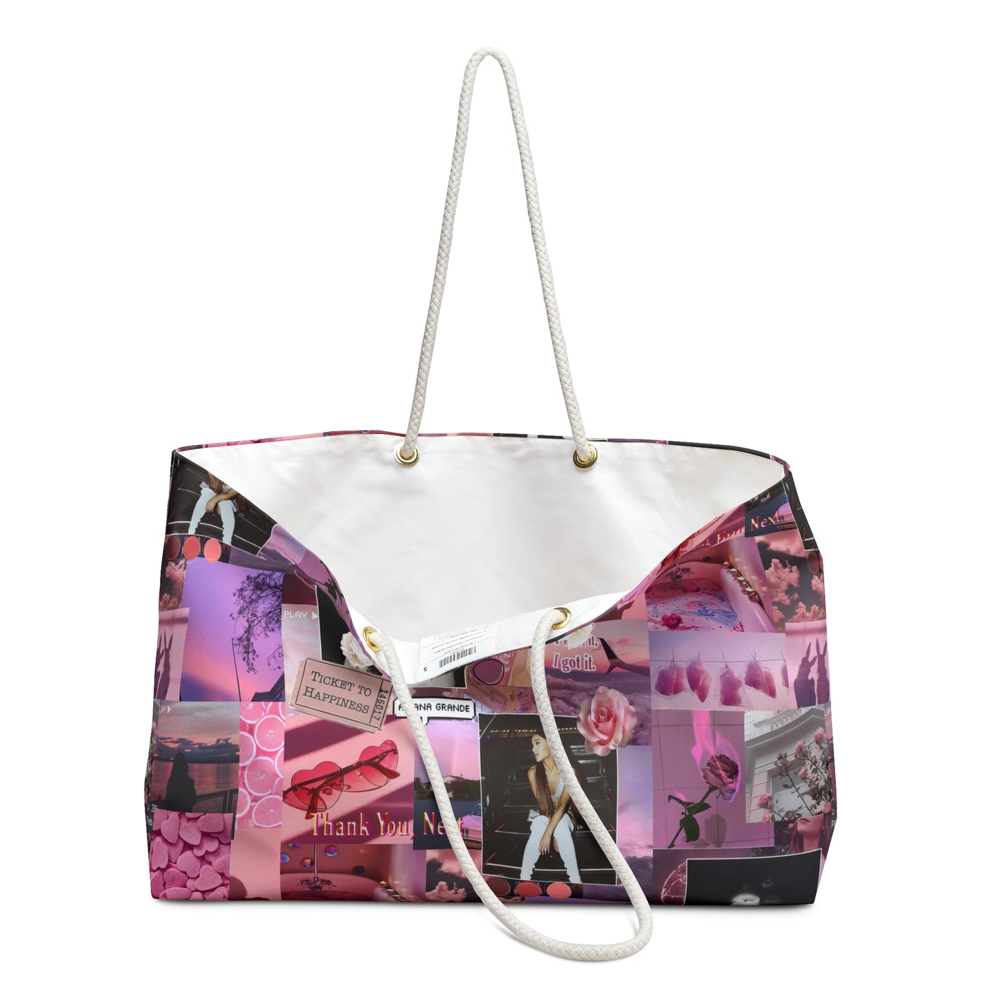 Ariana Grande Pink Aesthetic Collage Weekender Bag