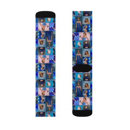 Taylor Swift Blue Dreams Collage Unisex Tube Socks