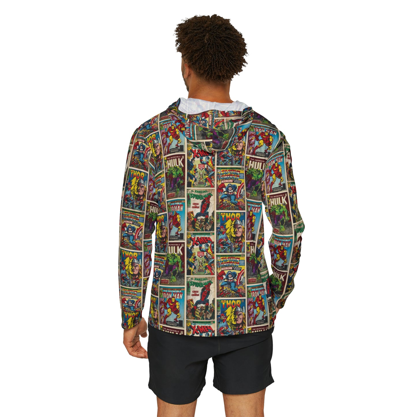 Marvel Comic Book Cover Collage Men's Sports Warmup Hoodie