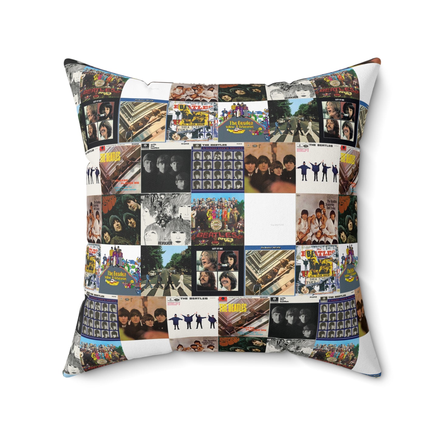 The Beatles Album Cover Collage Spun Polyester Square Pillow