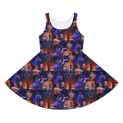 Post Malone Lightning Photo Collage Girls' Sleeveless Sundress