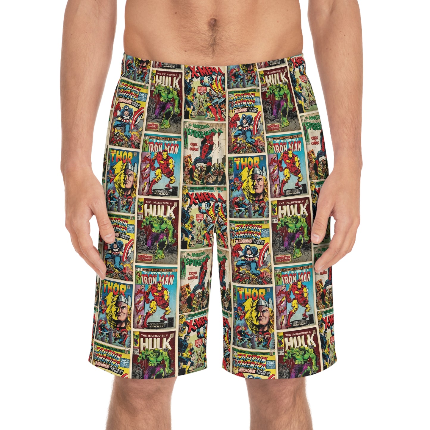 Marvel Comic Book Cover Collage Men's Board Shorts