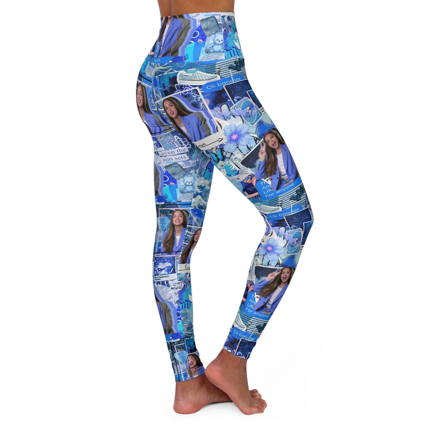 Olivia Rodrigo Blue Aesthetic Collage High Waisted Yoga Leggings