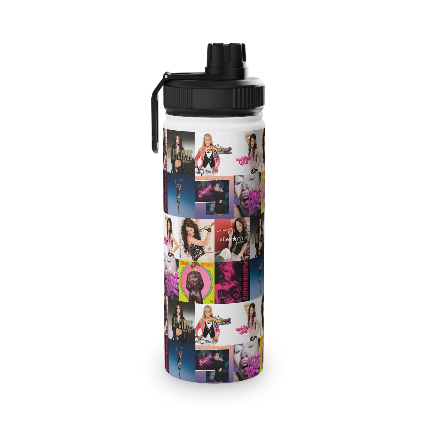 Miley Cyrus Album Cover Collage Stainless Steel Sports Lid Water Bottle