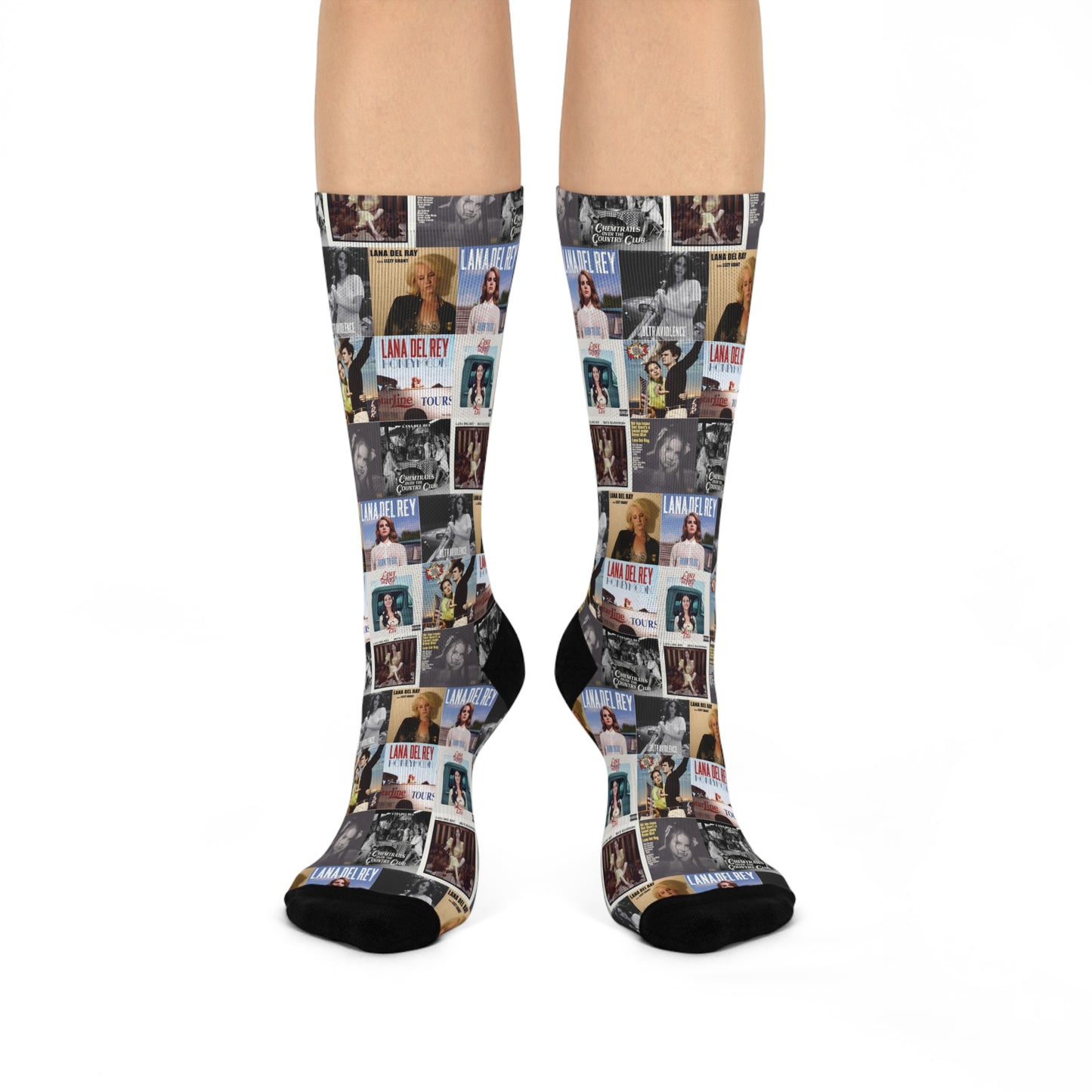 Lana Del Rey Album Cover Collage Cushioned Crew Socks