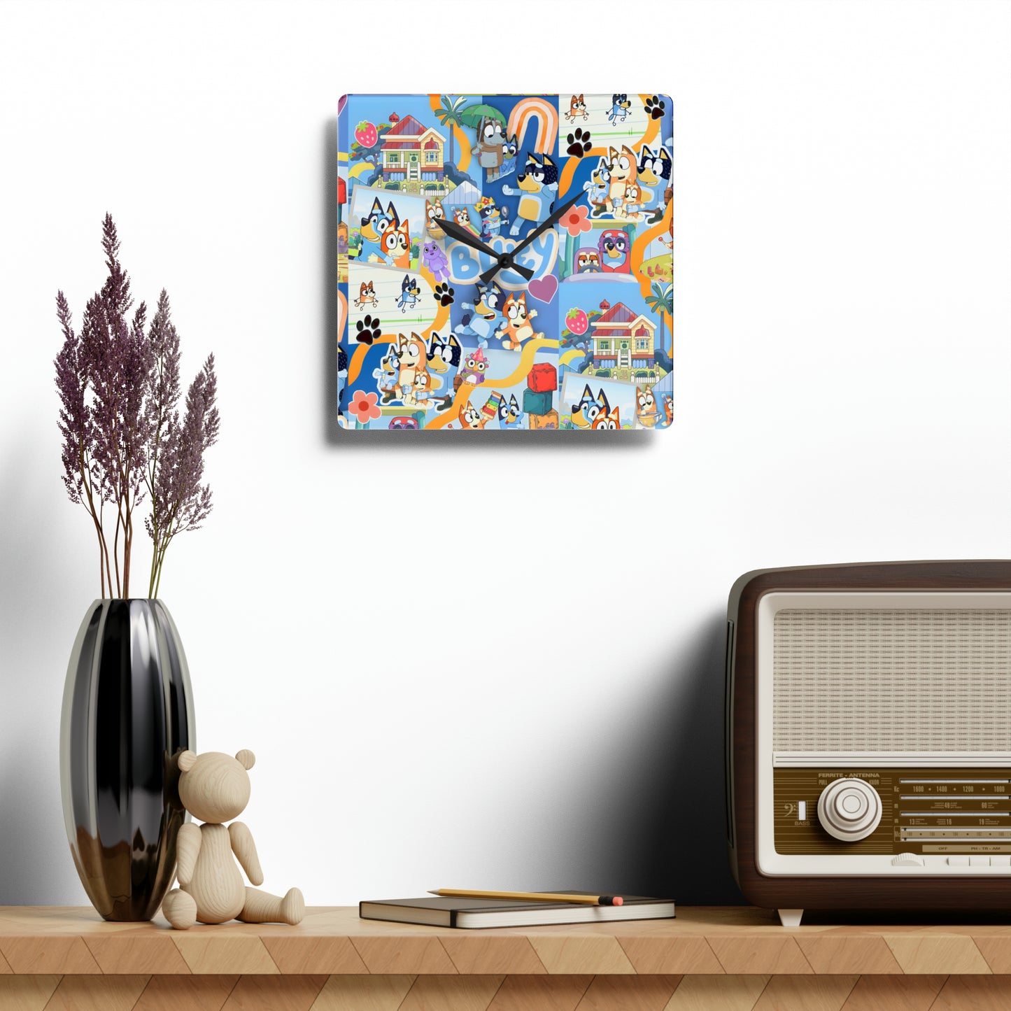 Bluey Playtime Collage Acrylic Wall Clock