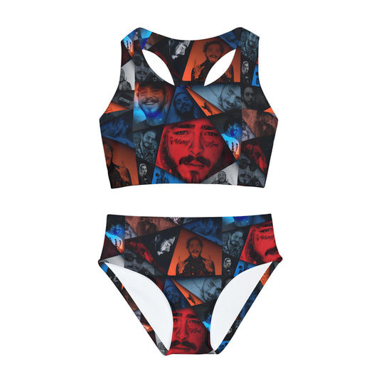 Post Malone Crystal Portaits Collage Girls Two Piece Swimsuit