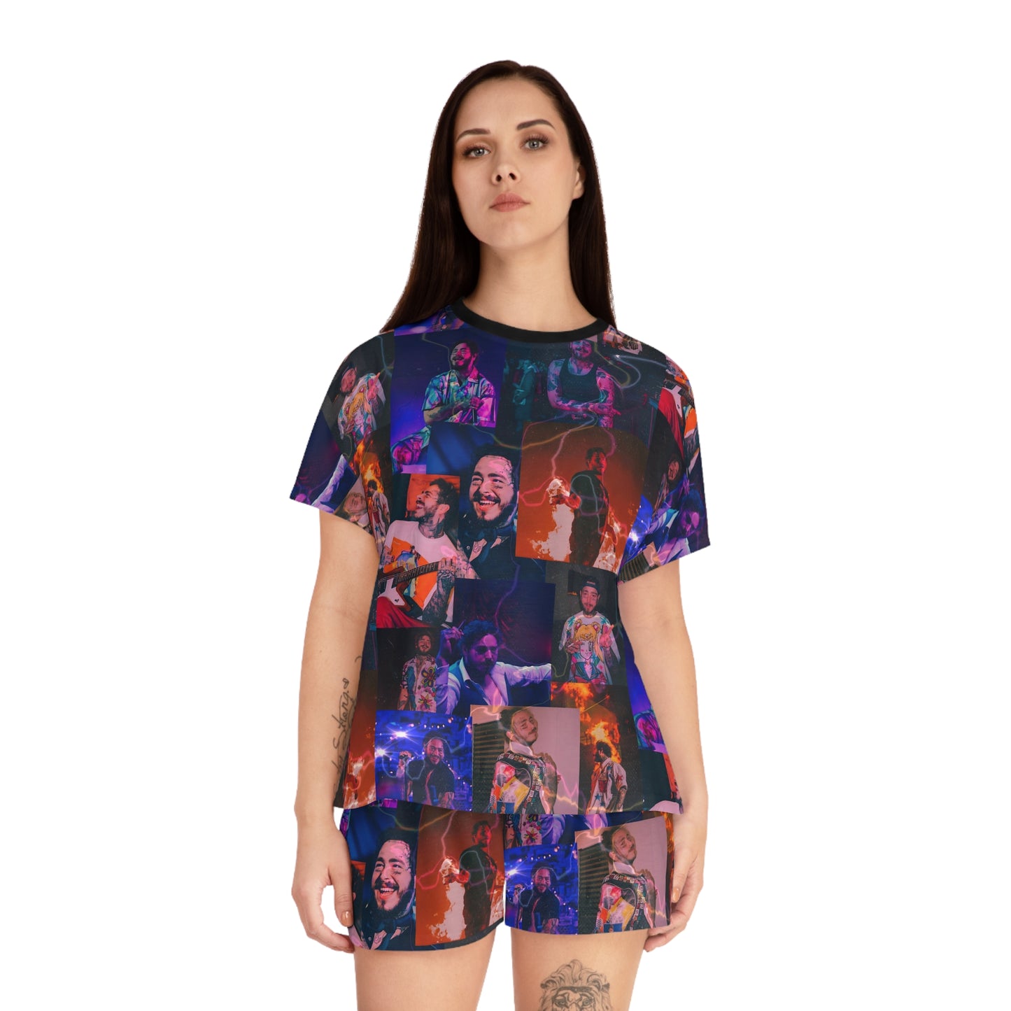 Post Malone Lightning Photo Collage Women's Short Pajama Set