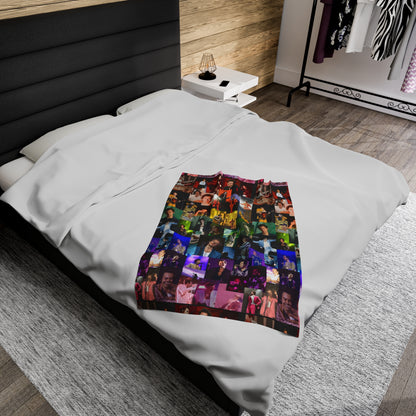 Harry Styles Rainbow Photo Collage Velveteen Plush Blanket