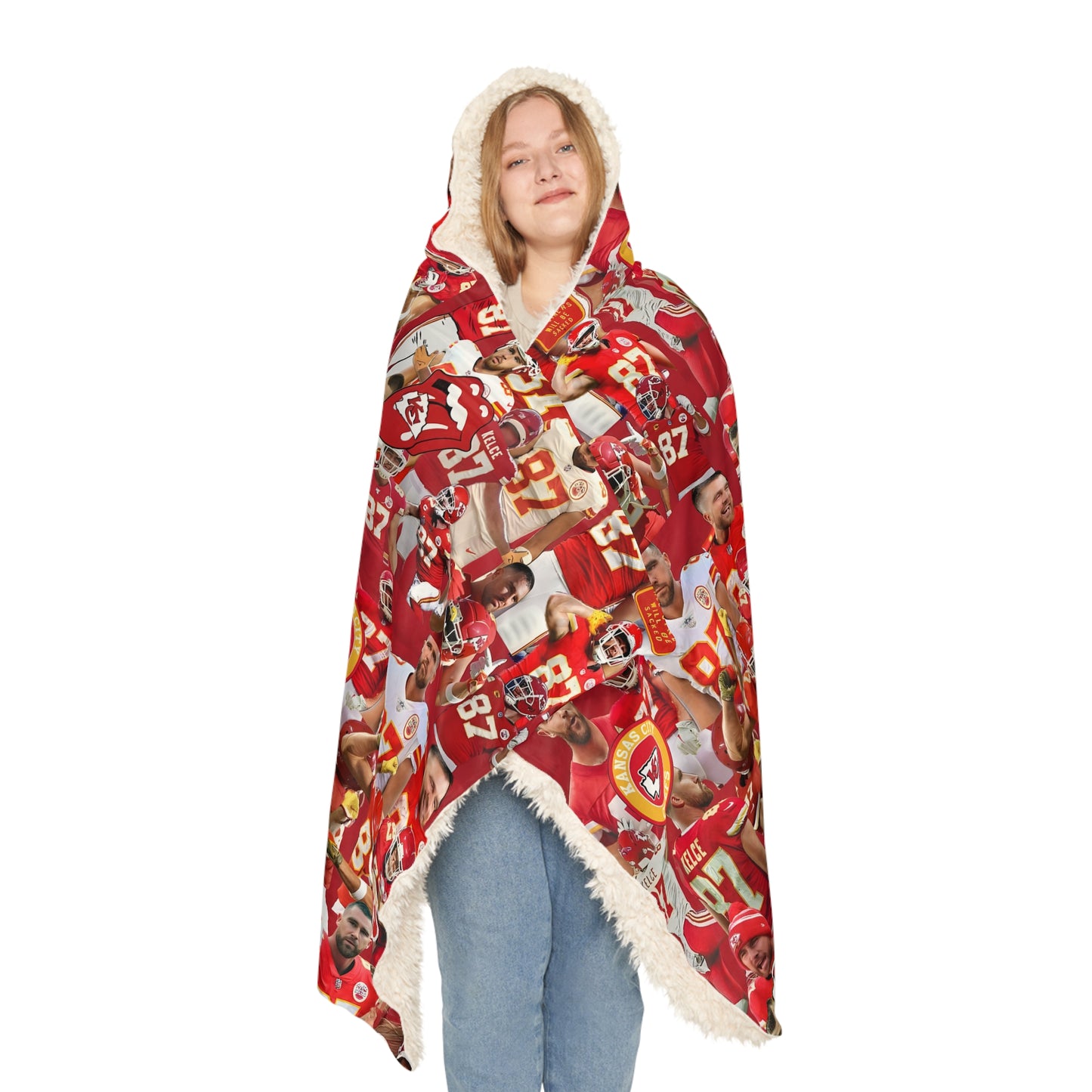Travis Kelce Chiefs Red Collage Snuggle Blanket