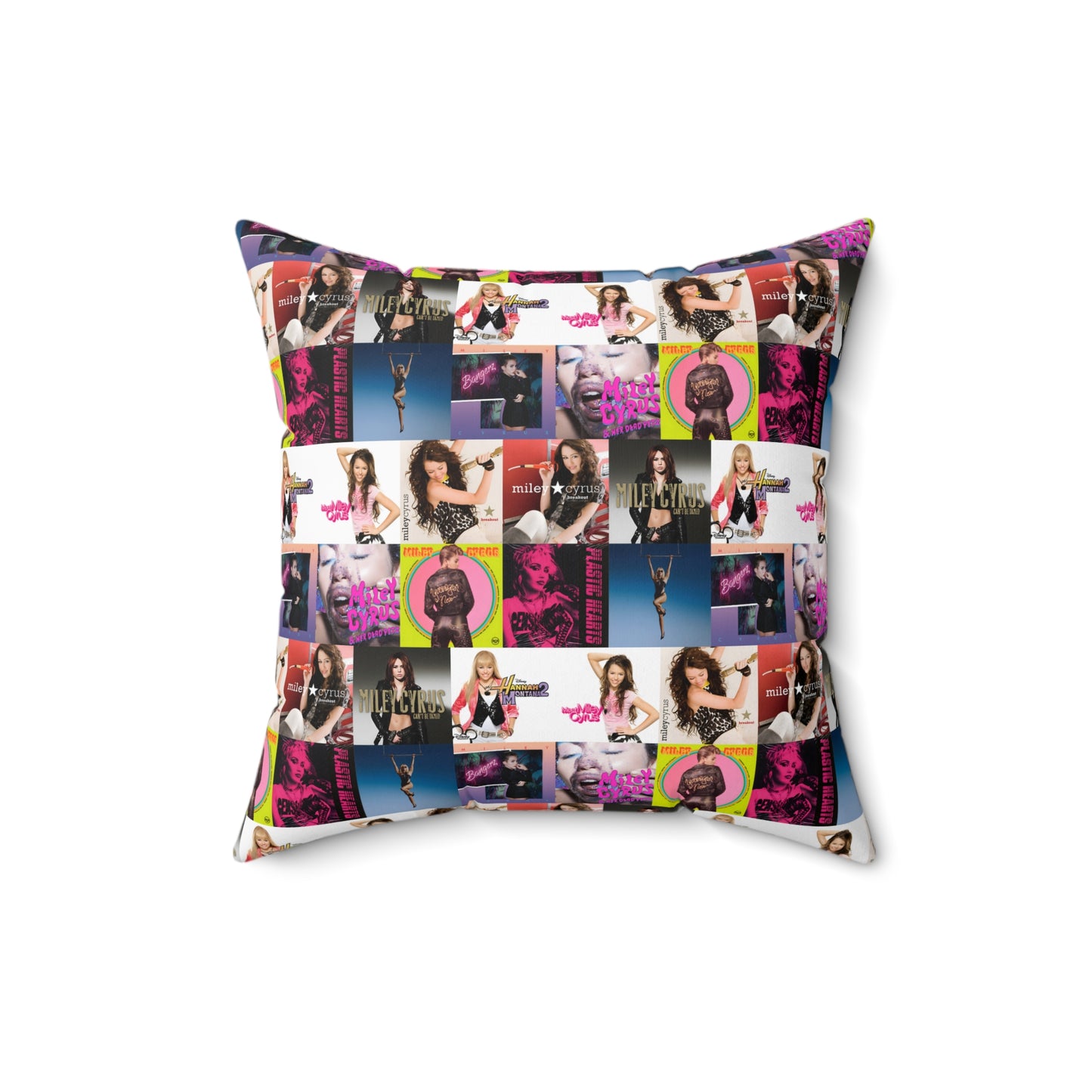 Miley Cyrus Album Cover Collage Spun Polyester Square Pillow