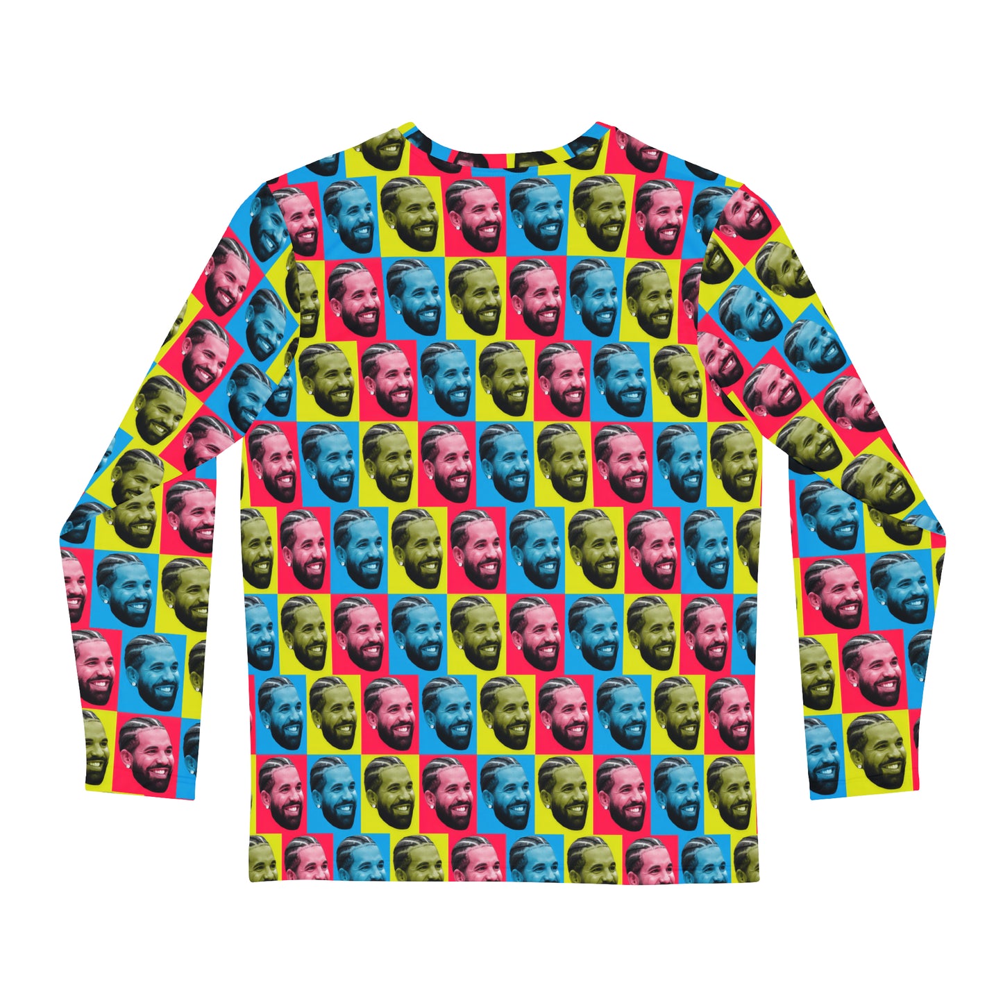 Drake Colored Checker Faces Men's Long Sleeve Tee Shirt