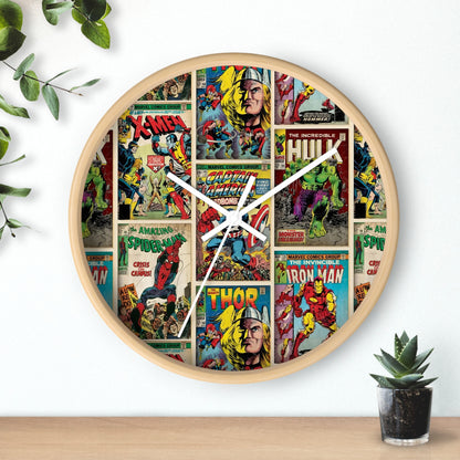 Marvel Comic Book Cover Collage Round Wall Clock