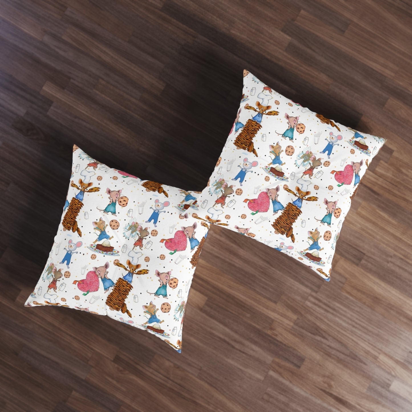 If You Give A Mouse A Cookie Collage Tufted Floor Pillow, Square