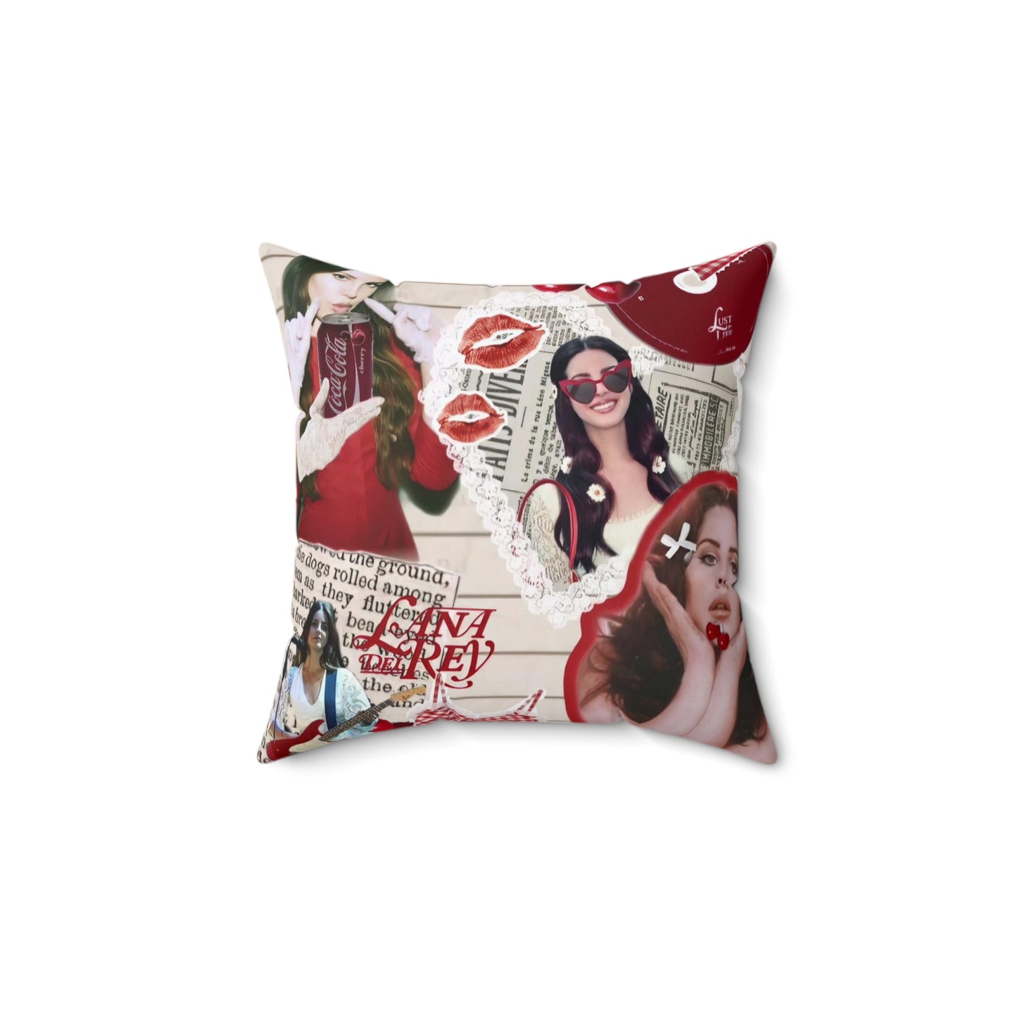 Lana Del Rey Cherry Coke Collage Spun Polyester Square Pillow