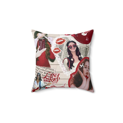 Lana Del Rey Cherry Coke Collage Spun Polyester Square Pillow