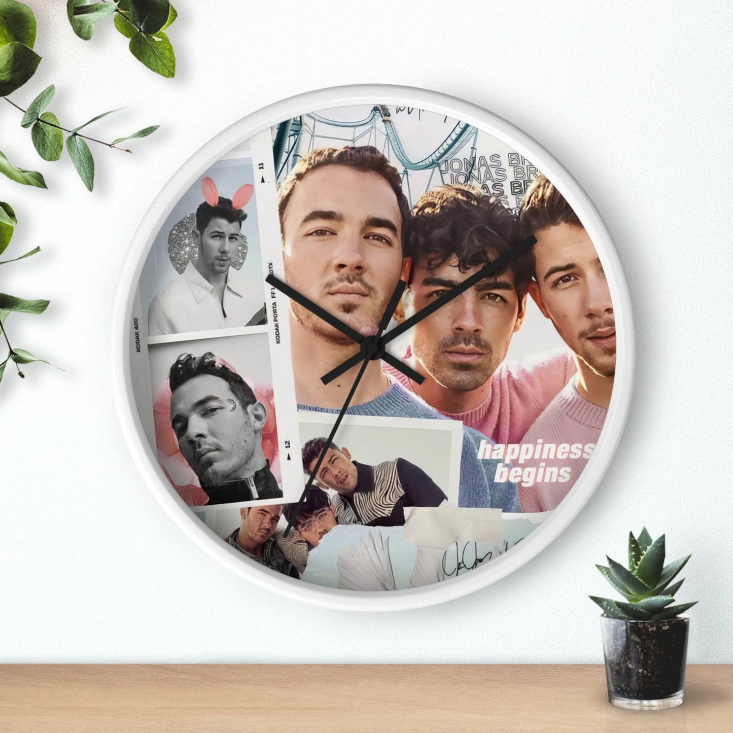 Jonas Brother Happiness Begins Collage Round Wall Clock