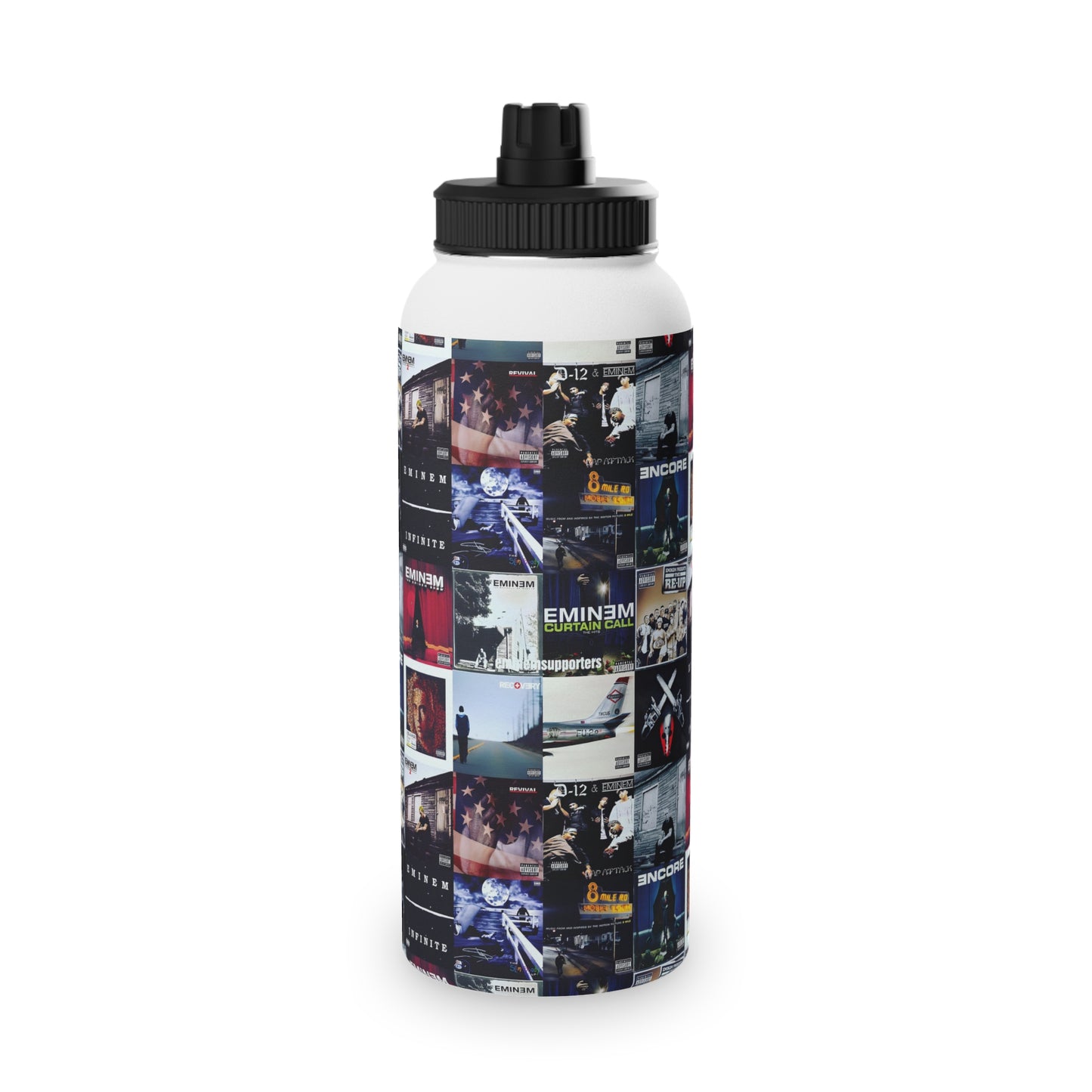 Eminem Album Art Cover Collage Stainless Steel Sports Lid Water Bottle