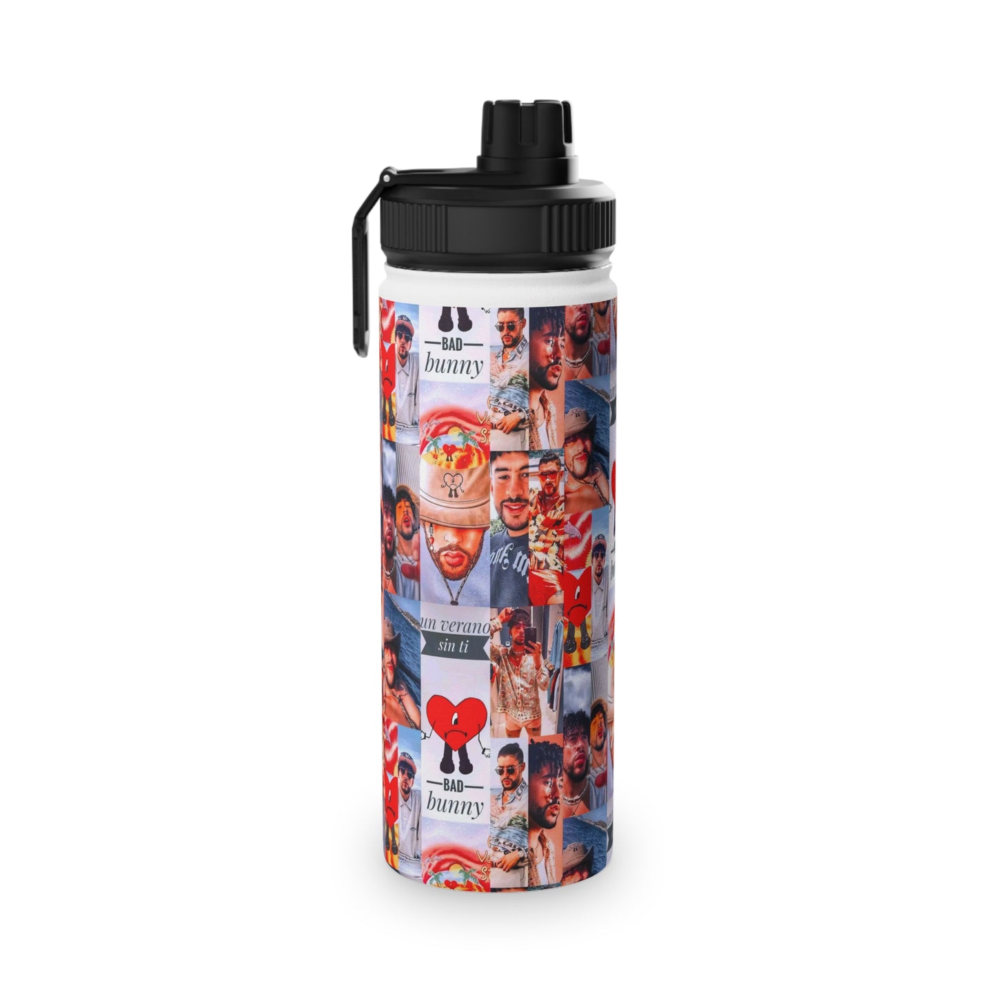 Bad Bunny Un Verano Sin Ti Photo Collage Stainless Steel Sports Lid Water Bottle