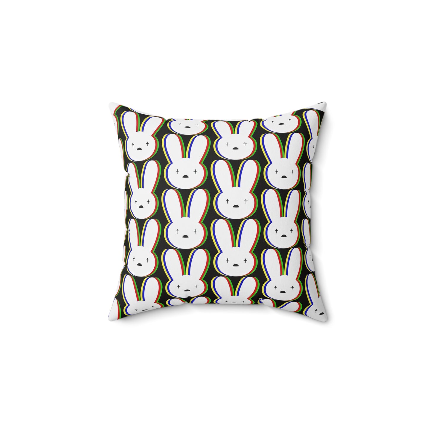 Bad Bunny Logo Pattern Spun Polyester Square Pillow