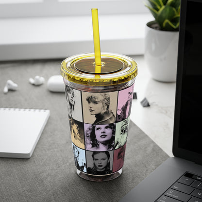 Taylor Swift Eras Collage Sunsplash Tumbler with Straw