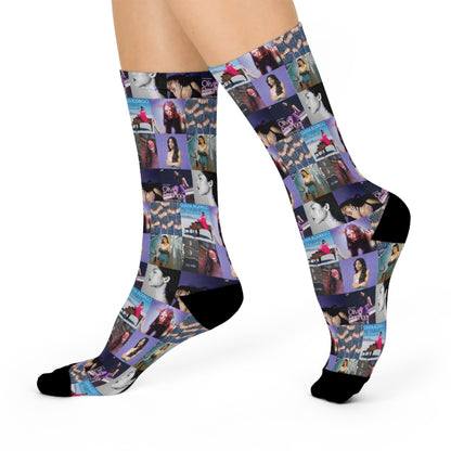 Olivia Rodrigo Album Art Collage Cushioned Crew Socks