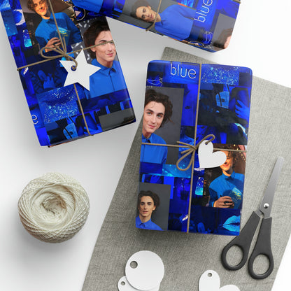 Timothee Chalamet Cool Blue Collage Gift Wrapping Paper