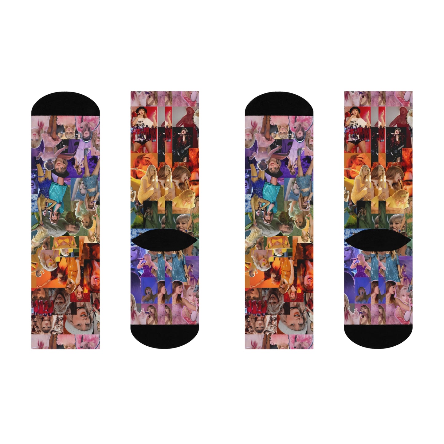 Taylor Swift Rainbow Photo Collage Cushioned Crew Socks