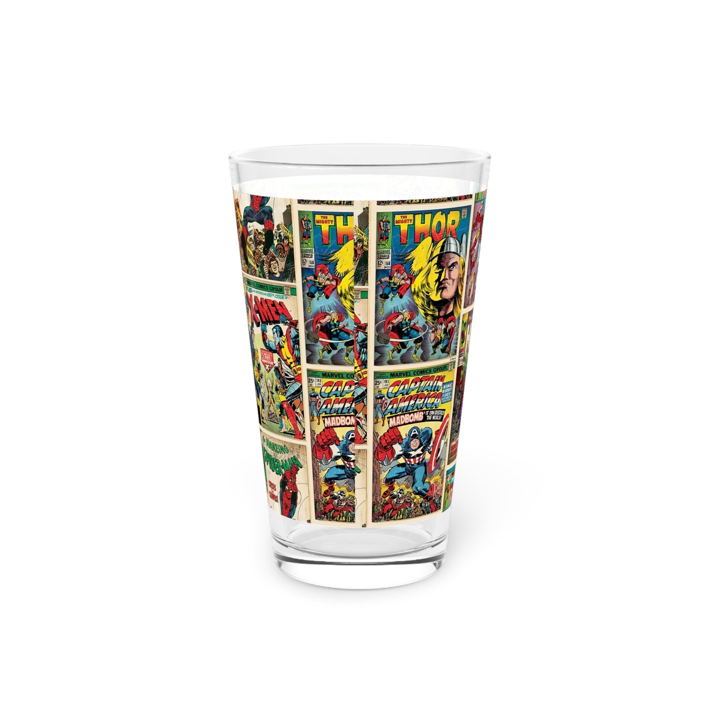 Marvel Comic Book Cover Collage Pint Glass