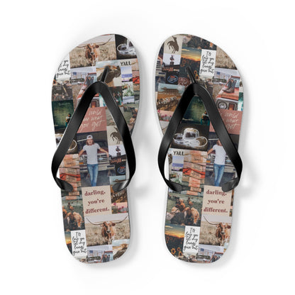 Morgan Wallen Darling You're Different Collage Flip Flops