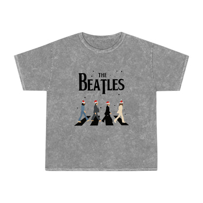 The Beatles Abbey Road Santas Unisex Mineral Wash Vintage Tee Shirt