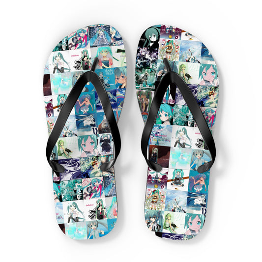 Hatsune Miku Album Cover Collage Flip Flops