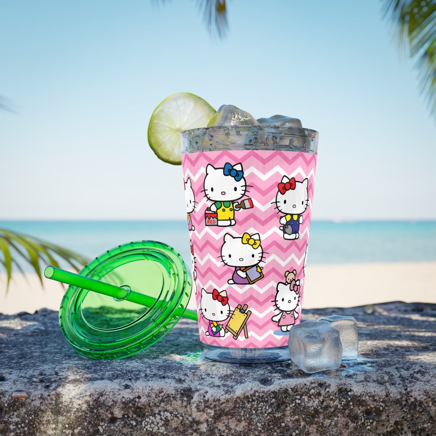 Hello Kitty Playtime Collage Sunsplash Tumbler with Straw