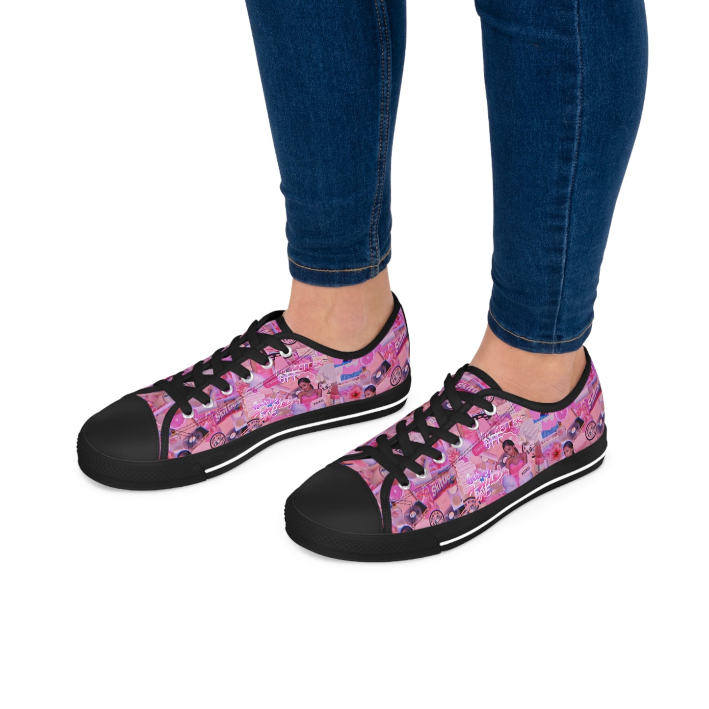 Ariana Grande Purple Vibes Collage Women's Low Top Sneakers