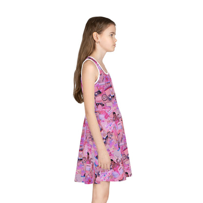 Ariana Grande Purple Vibes Collage Girls' Sleeveless Sundress