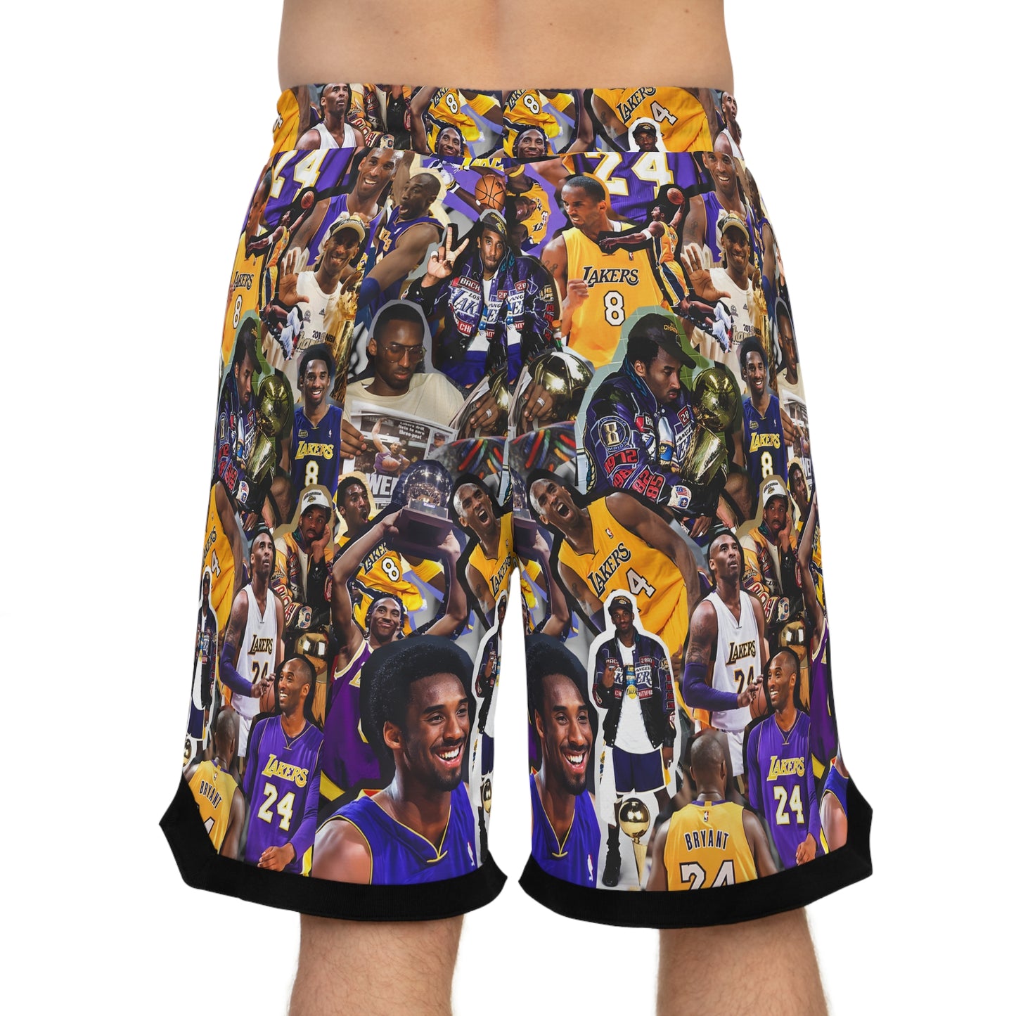 Kobe Bryant Career Moments Photo Collage Basketball Rib Shorts