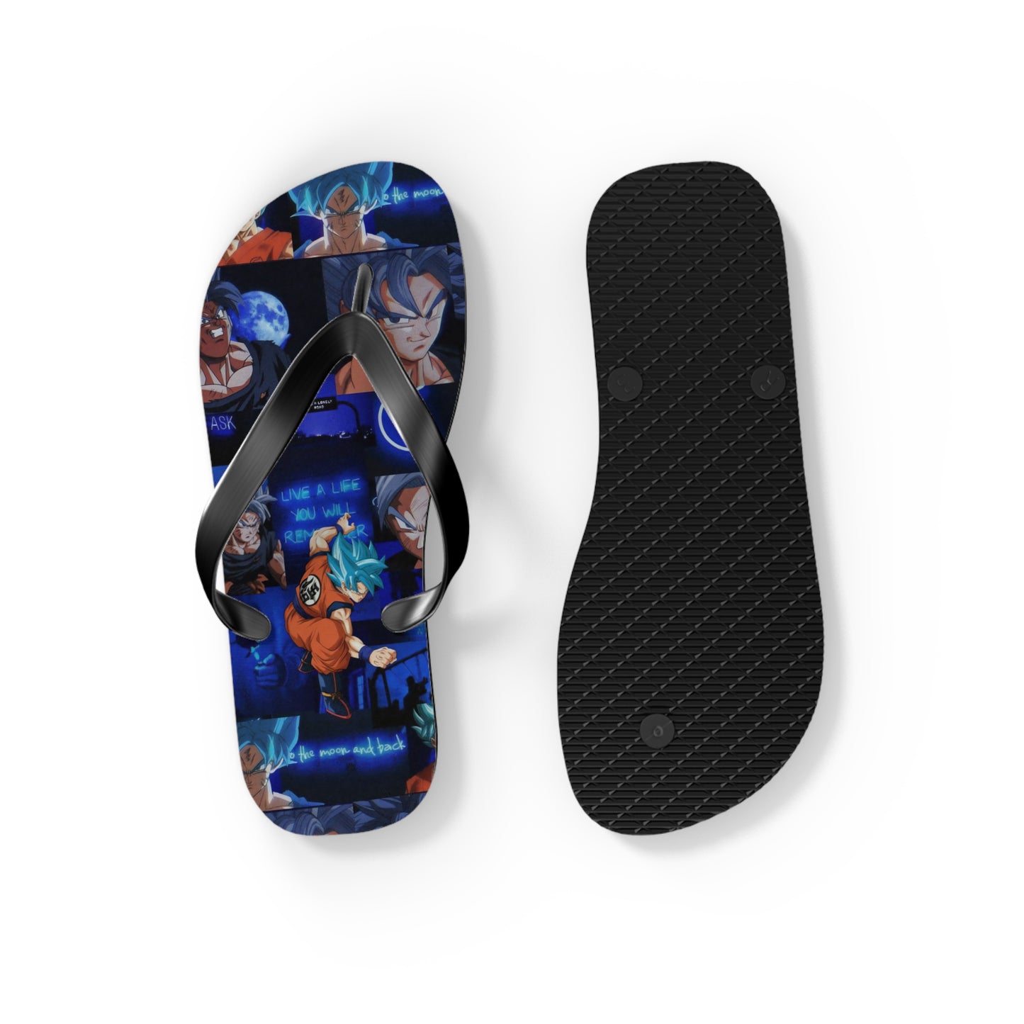 Dragon Ball Z Saiyan Moonlight Collage Flip Flops