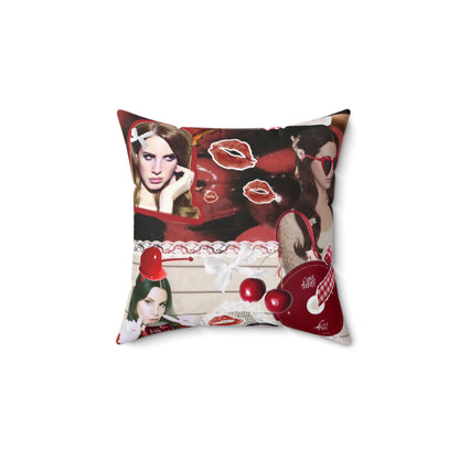 Lana Del Rey Cherry Coke Collage Spun Polyester Square Pillow