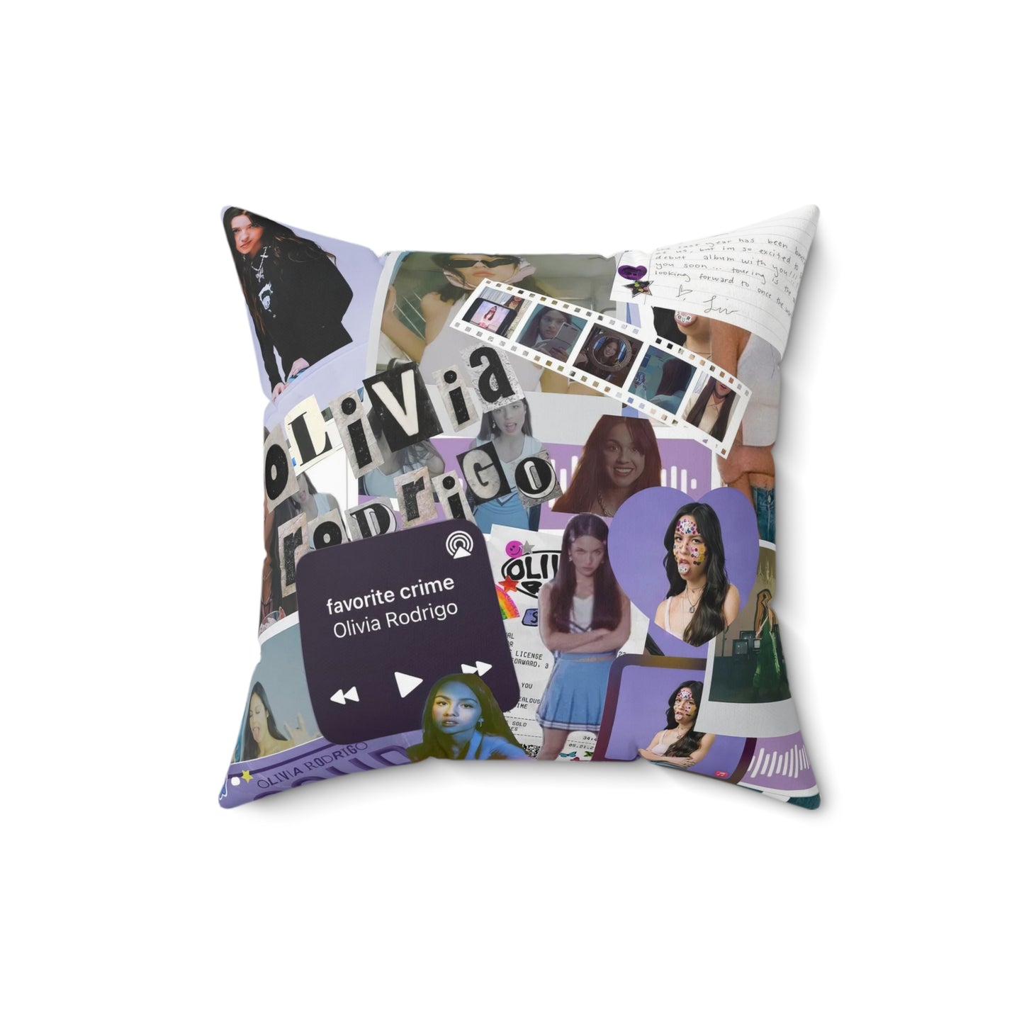 Olivia Rodrigo Deja Vu Collage Spun Polyester Square Pillow