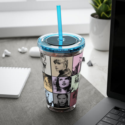 Taylor Swift Eras Collage Sunsplash Tumbler with Straw