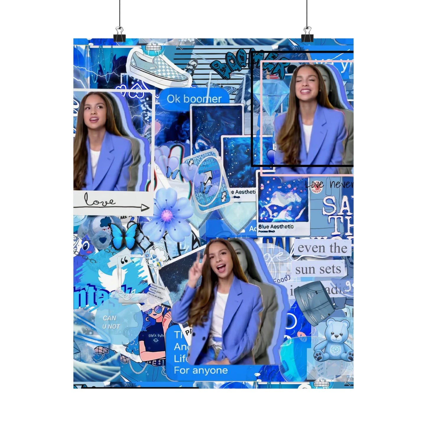 Olivia Rodrigo Blue Aesthetic Collage Matte Poster