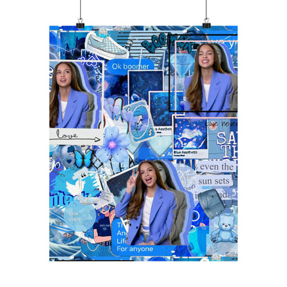 Olivia Rodrigo Blue Aesthetic Collage Matte Poster