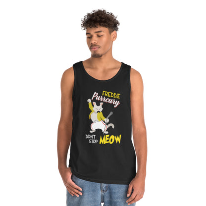 Queen Don't Stop Meow Freddie Purrcury Unisex Heavy Cotton Tank Top