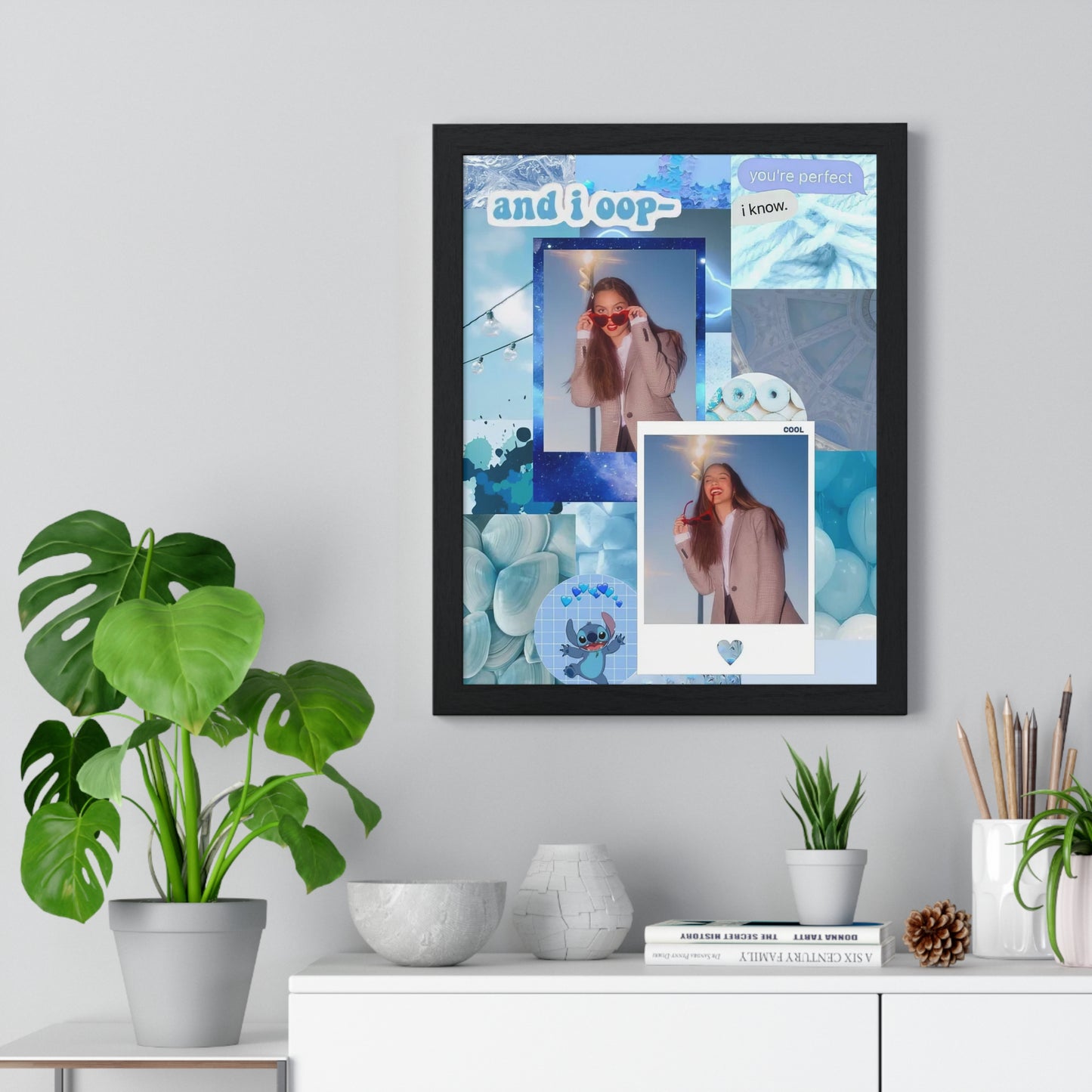 Olivia Rodrigo Light Blue Aesthetic Collage Framed Print