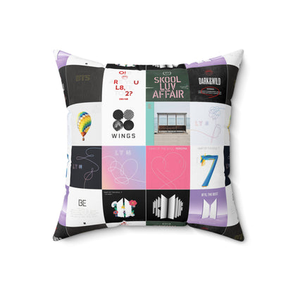 BTS Album Cover Art Collage Spun Polyester Square Pillow