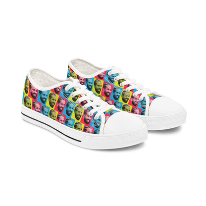 Drake Colored Checker Faces Women's Low Top Sneakers