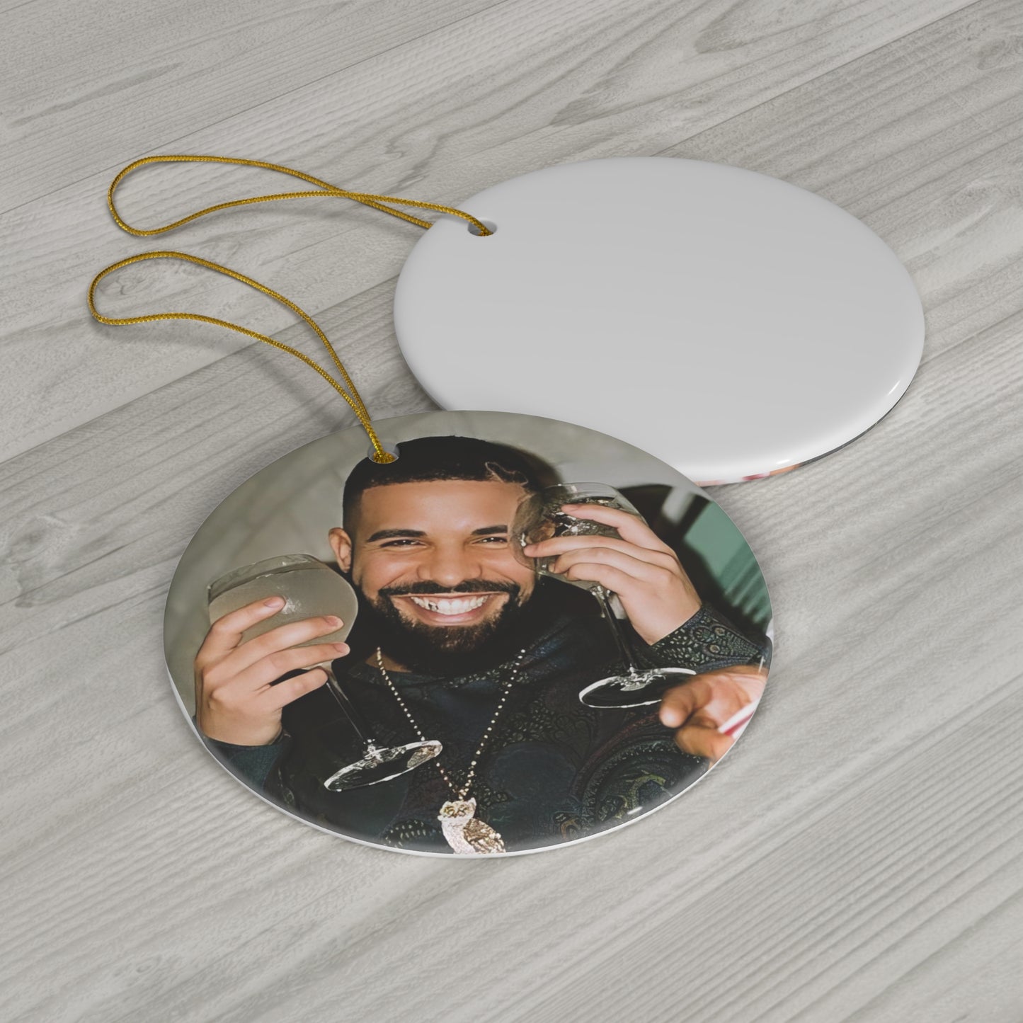 Drake Happy And Drinking Ceramic Ornament