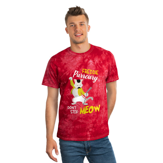 Queen Don't Stop Meow Freddie Purrcury Tie-Dye Tee, Crystal