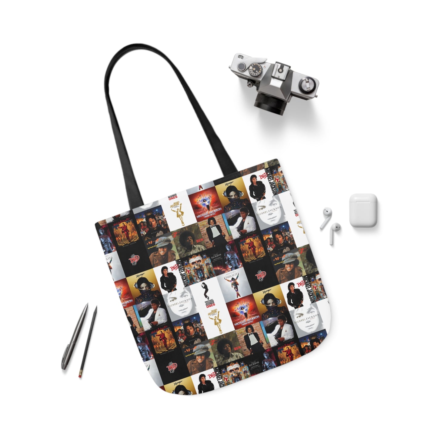 Michael Jackson Album Cover Collage Polyester Canvas Tote Bag